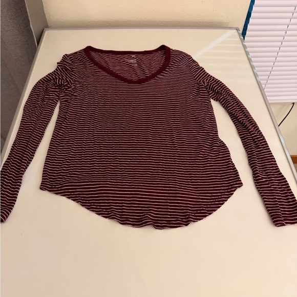 SO Tops - SO Burgundy Striped Long Sleeve Tee